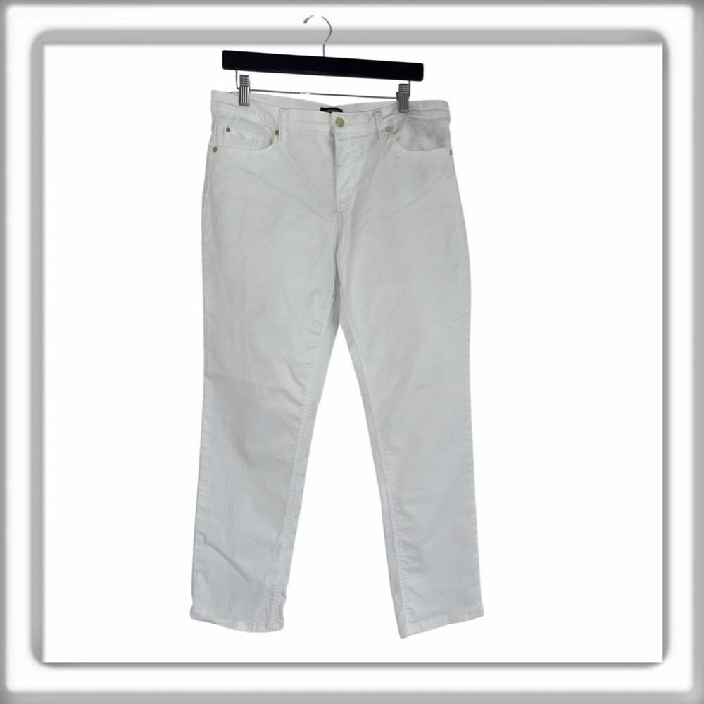 Jones New York Lexington Girlfriend Straight Leg Jeans White Size 10 Stretch